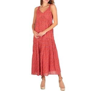 Joie Size Large Bodi Cotton Tiered Sleeveless Maxi Dress in Tea Rose